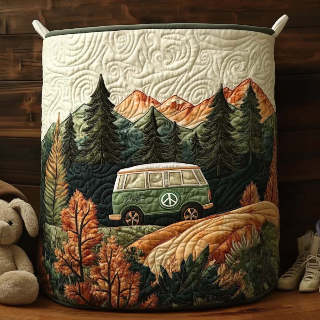 Mountain Journey Quilted Laundry Basket Christmas Merch Gift