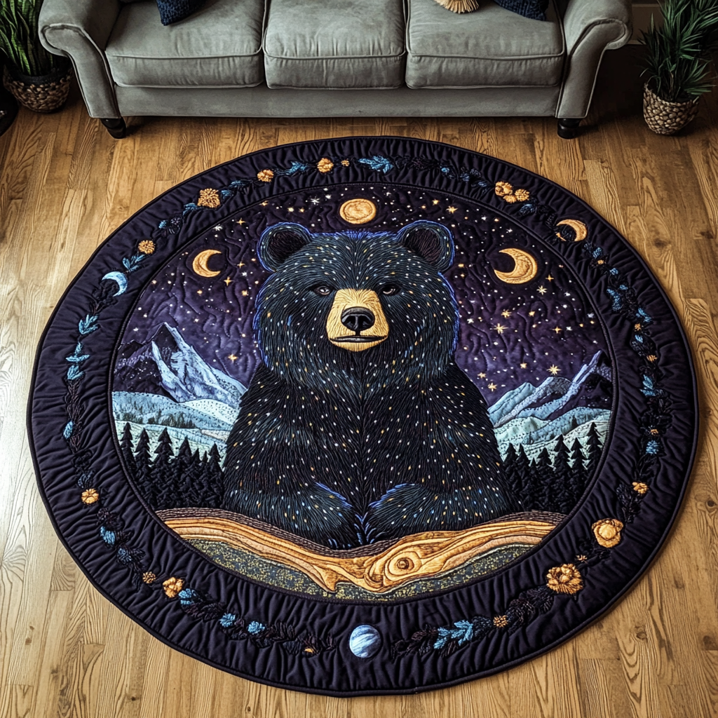 Mountain King Quilted Round Mat Outdoor Entryway Decor Gifts For Bear Lovers