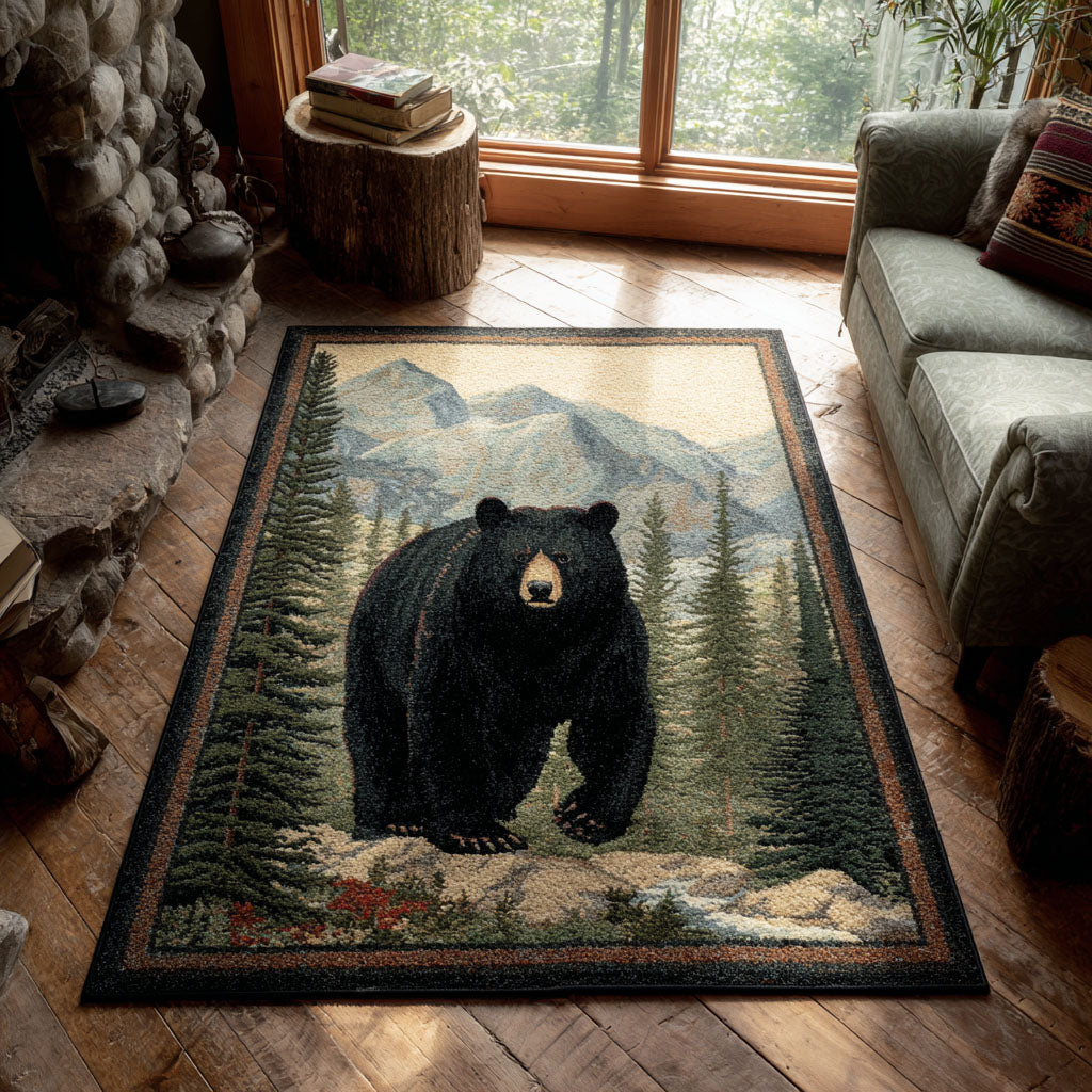 Mountain Lodge Area Rug Unique Front Door Decor Bear Gifts For Him Her