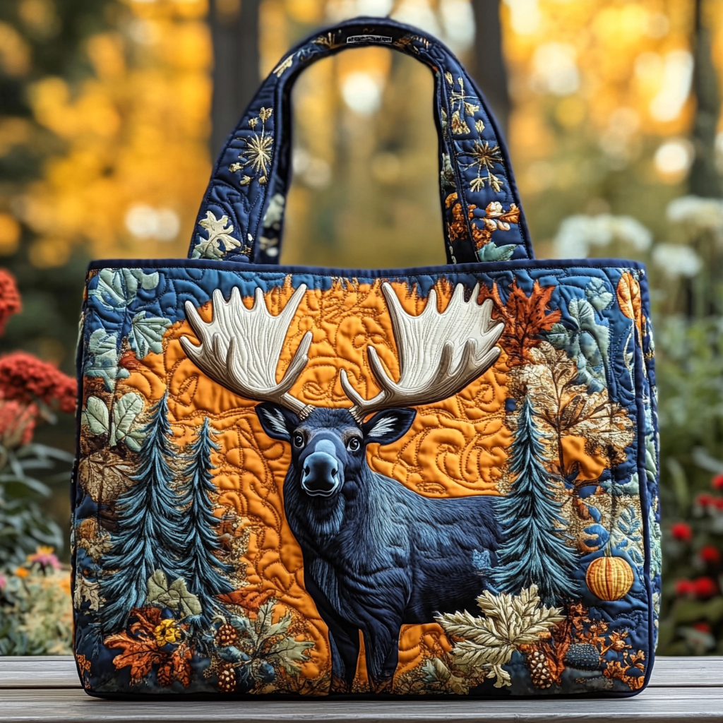 Mountain Moose Quilted Tote Bag Gifts For Forestry Majors