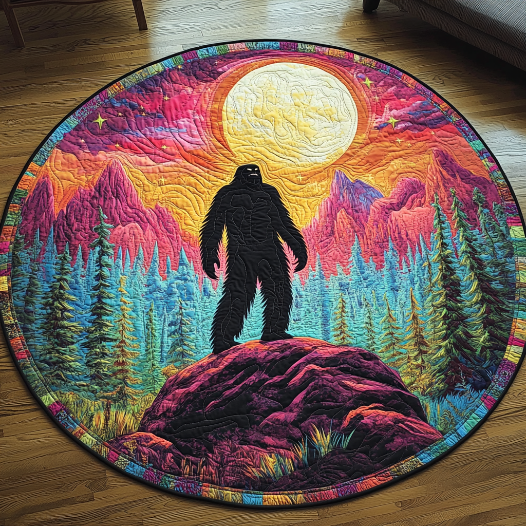 Mountain Mystery Quilted Round Mat Christmas Entry Way Decor Father Christmas Gifts