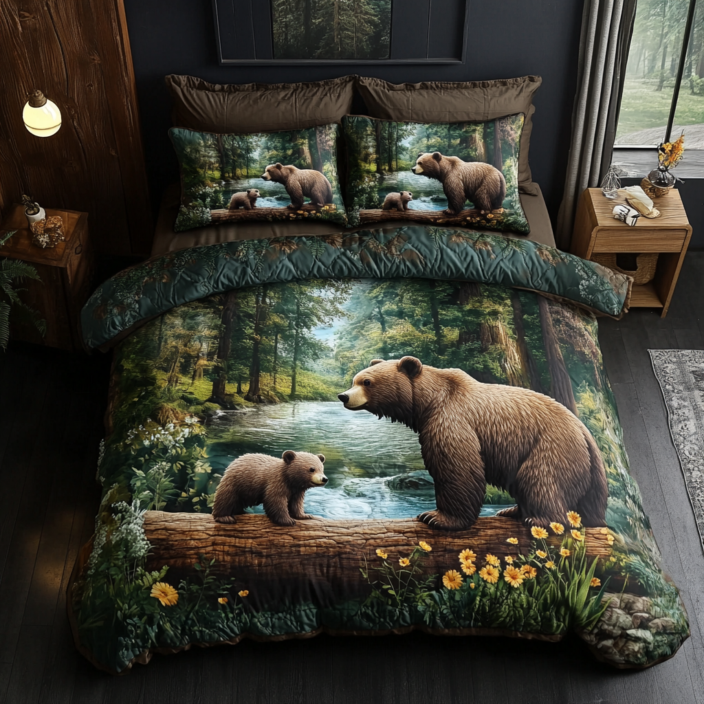 Mountain Paws Quilted Bedding Set Best Bedspread Set Presents For Wildlife Lovers