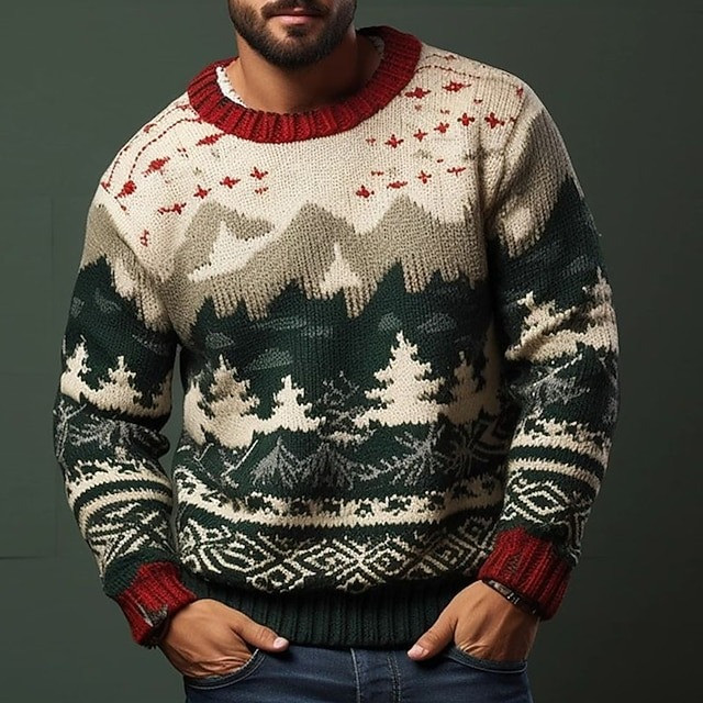 Mountain Pine Tree Nordic Ugly Christmas Sweater Winter Christmas Festive Gifts For Him