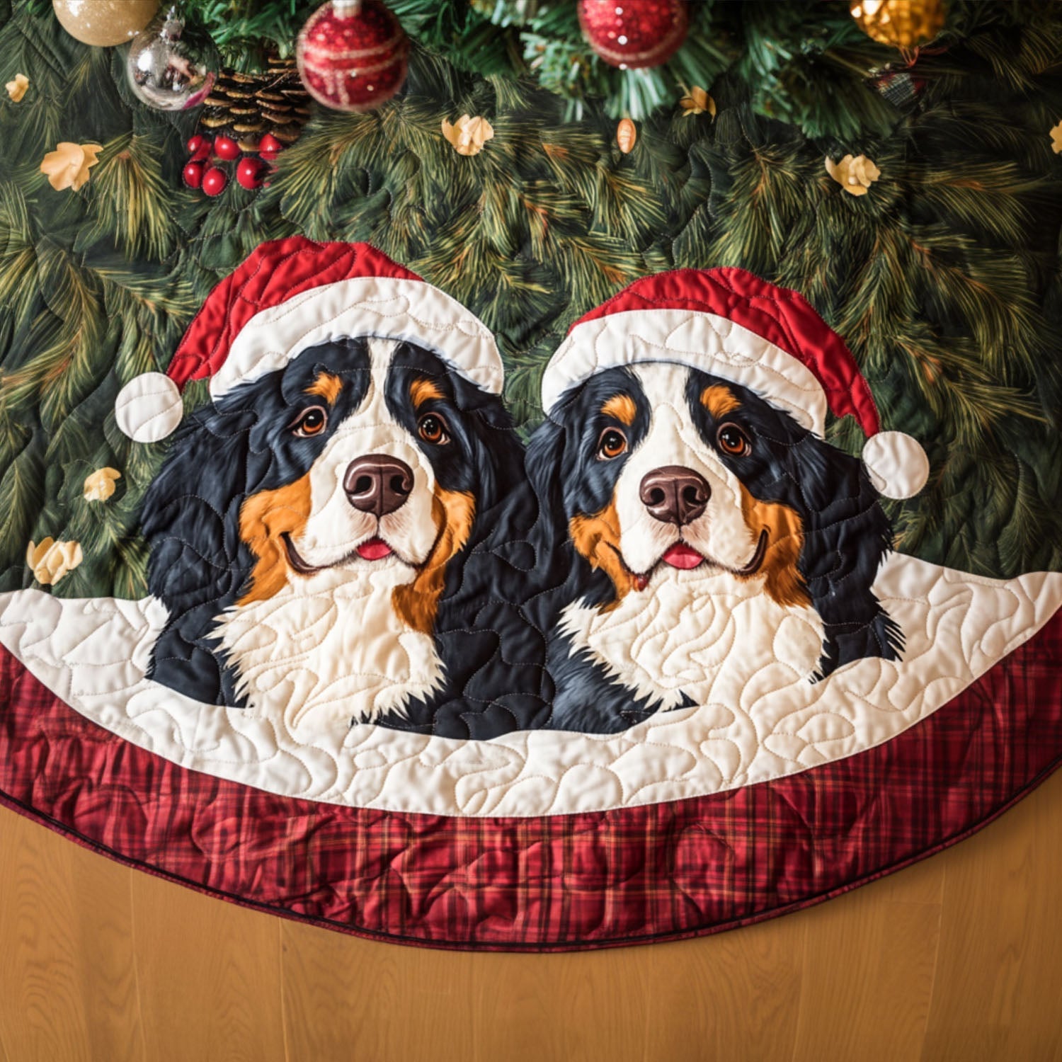 Mountain Pride Quilted Christmas Tree Skirt Unique Holiday Gift Merch for Family Homes