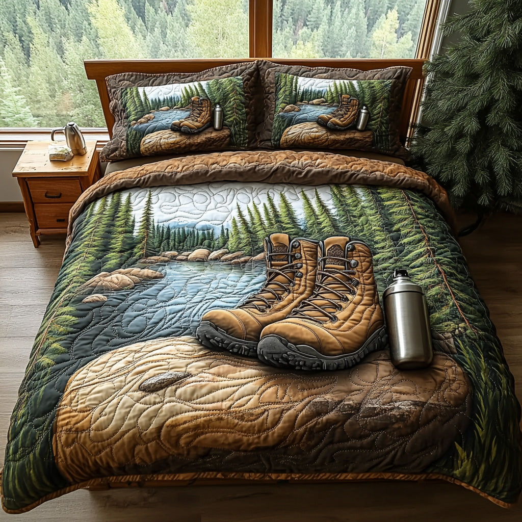 Mountain Quest Quilted Bedding Set Aesthetic Room Decor Hiking Gifts For Her