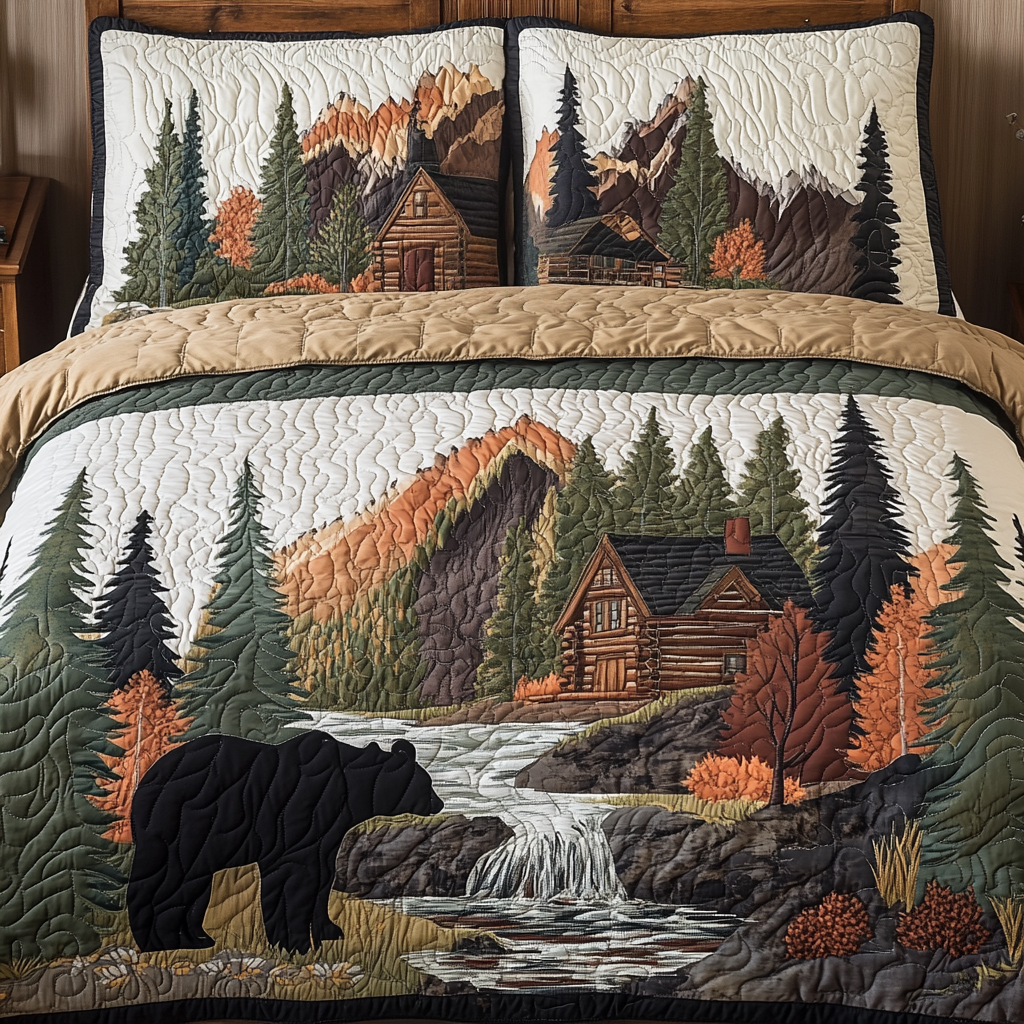Mountain Retreat Quilted Bedding Set Cute Bedroom Decor Best Gifts For Wildlife Lovers