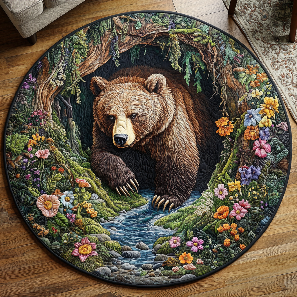 Mountain Roar Quilted Round Mat Entry Way Ideas Presents For Bear Lovers