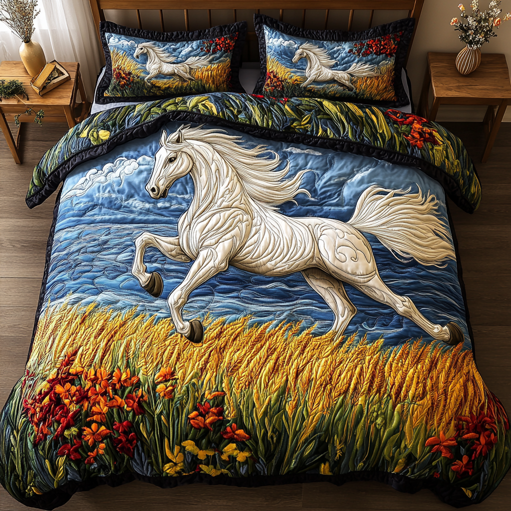 Mountain Run Quilted Bedding Set Cool Bedroom Decor Horse Themed Presents