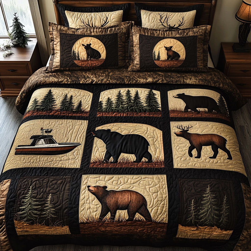 Mountain Serenity Quilted Bedding Set Cute Bedroom Decor Gift Ideas For Hikers And Campers