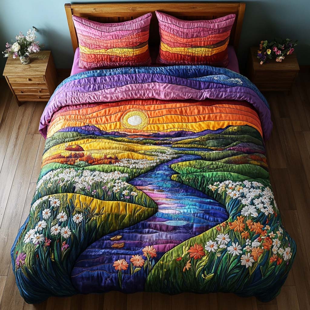 Mountain Serenity Quited Bedding Set Warm and Elegant Bedding Gift Set for Every Home