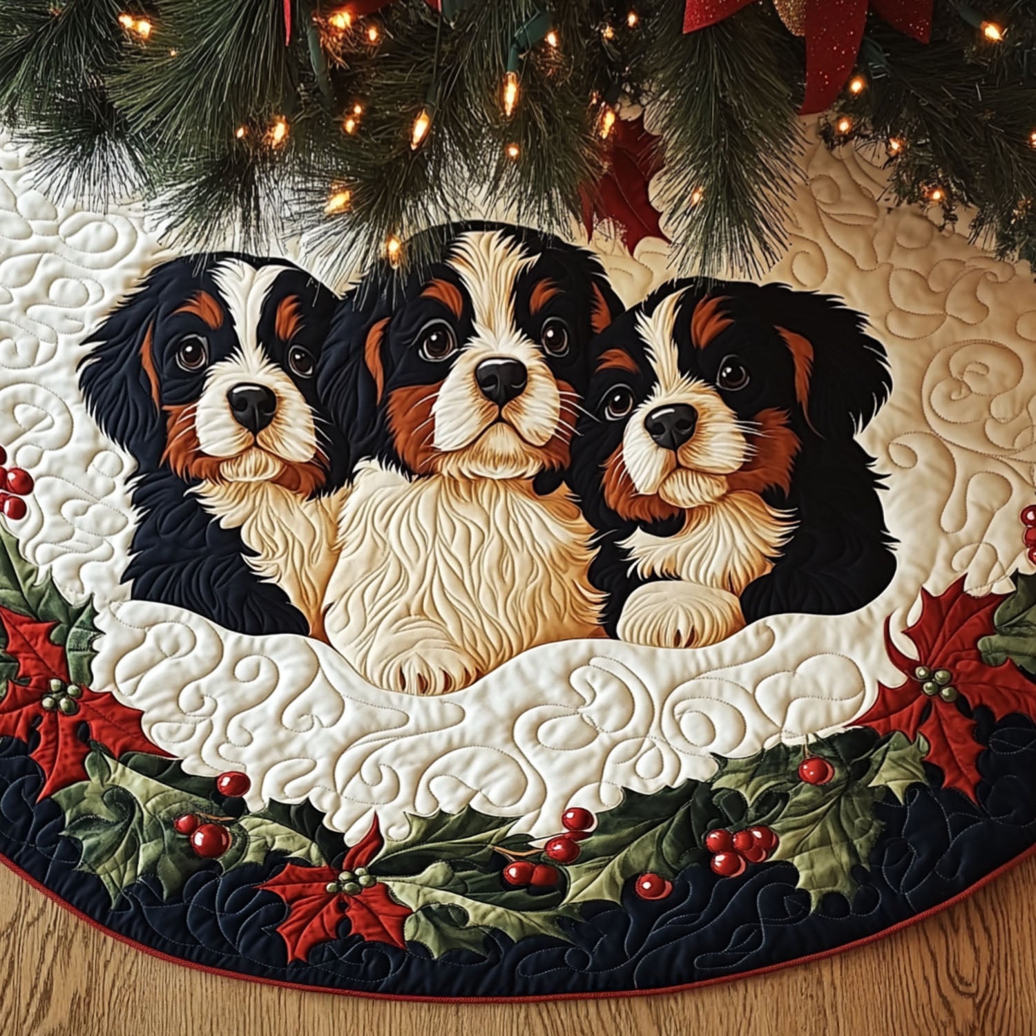 Mountain Soul Quilted Christmas Tree Skirt Adorable Holiday Tree Skirt for Cozy Spaces