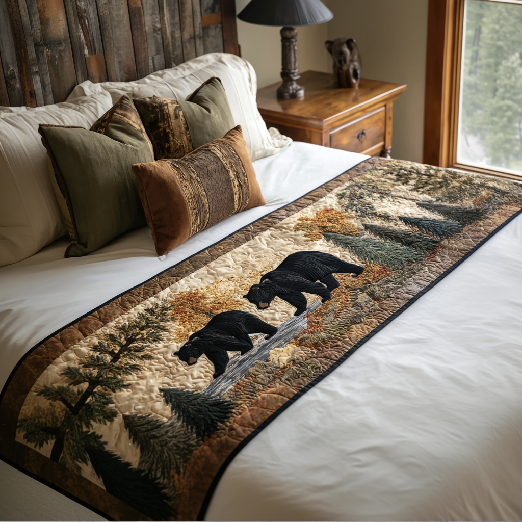 Mountain Spirit Quilted Bed Runner Cool Bedroom Decor Unique Nature Lover Gifts