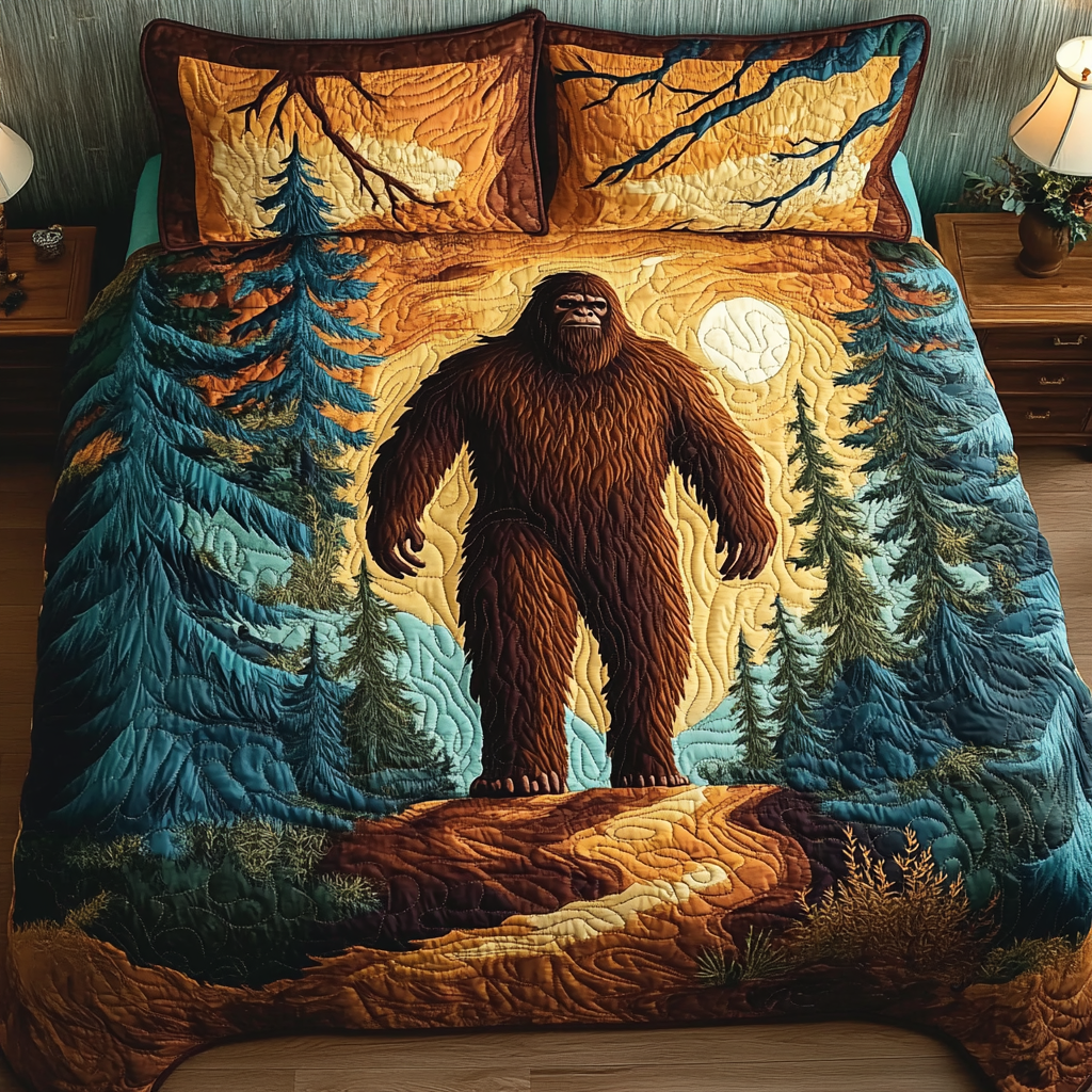 Mountain Stalker Quilted Bedding Set Bed Room Decoration Bigfoot Gifts For Adults