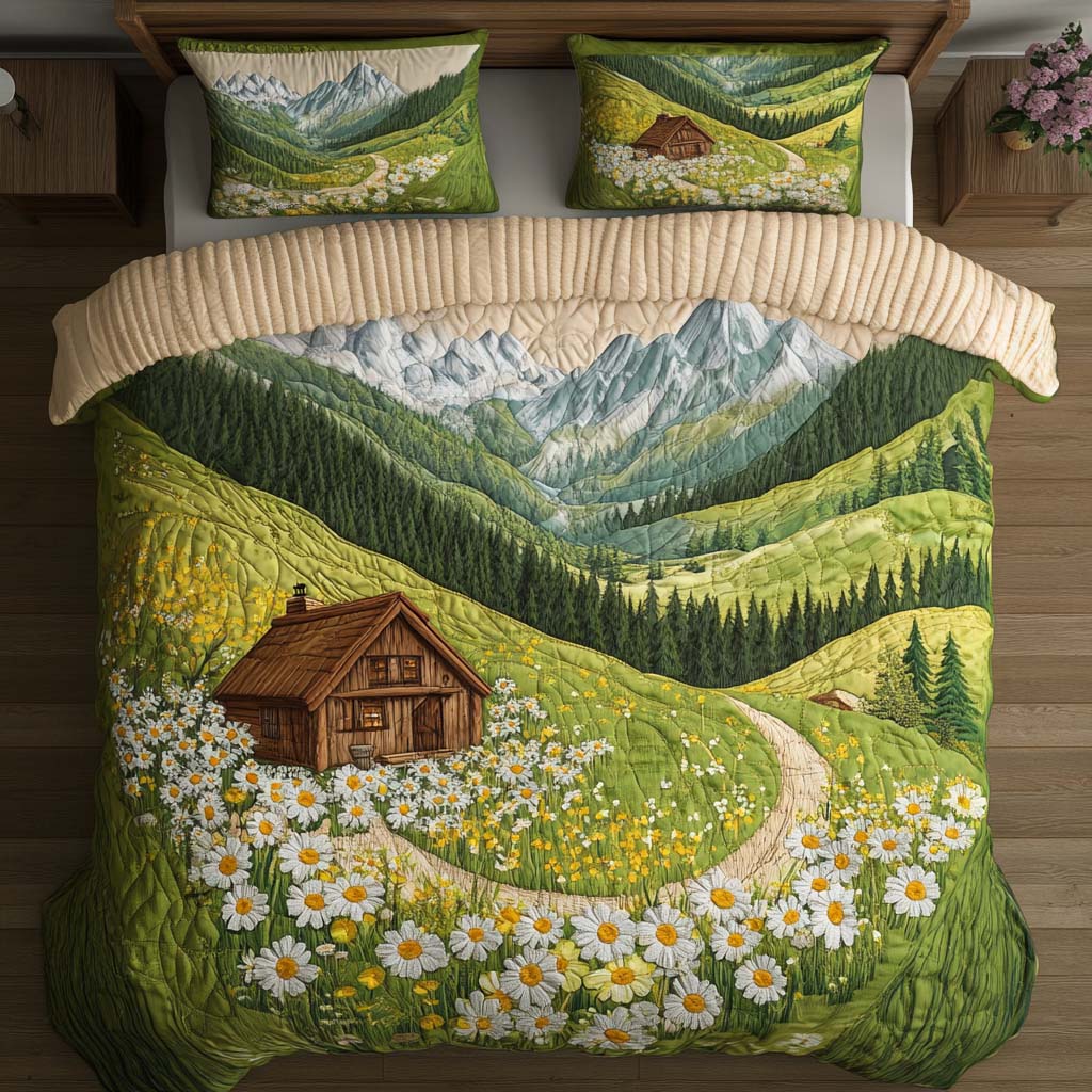 Mountain Stillness Quilted Bedding Set Best Bedspread Set Family Xmas Present Ideas