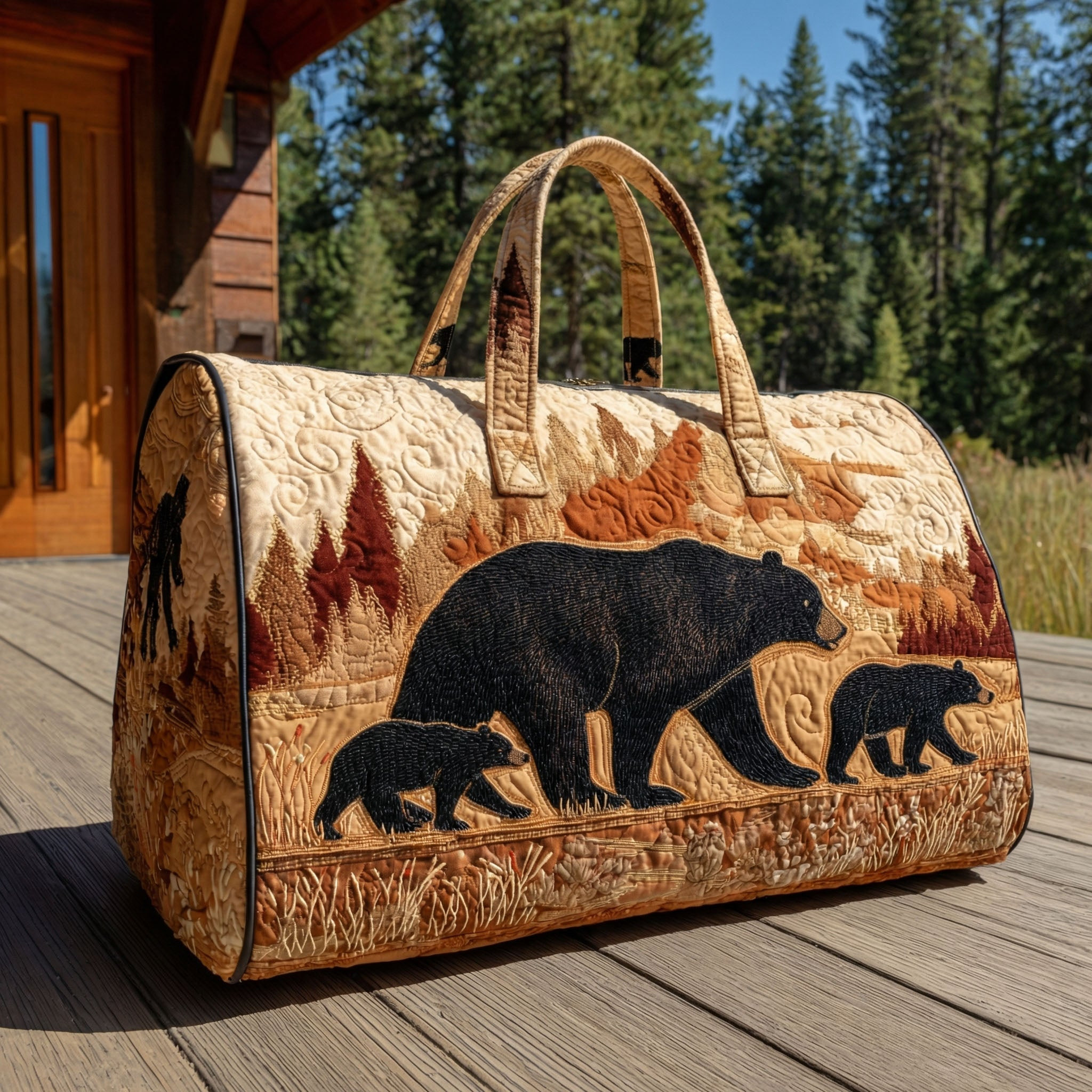 Mountain Stream Quilted Duffle Bag Adventure Travel Gear Best Gift For Hikers