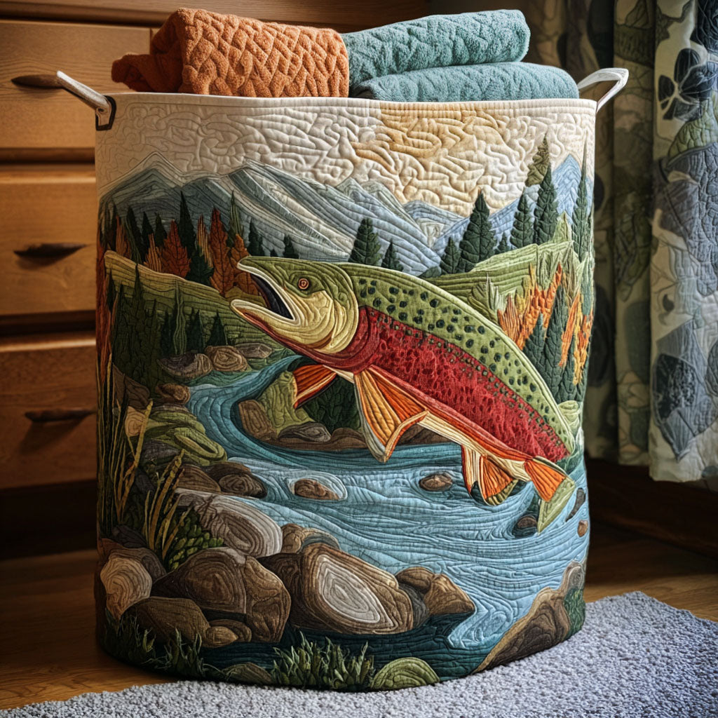 Mountain Stream Serenity Quilted Laundry Basket Perfect Quilted Laundry Organizer Gift for the Holidays