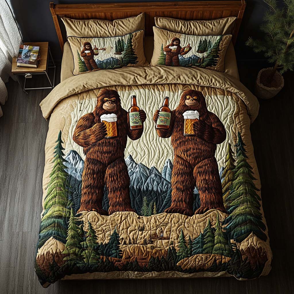Mountain Toast Quilted Bedding Set Best Comforter Sets Bigfoot Gifts For Adults