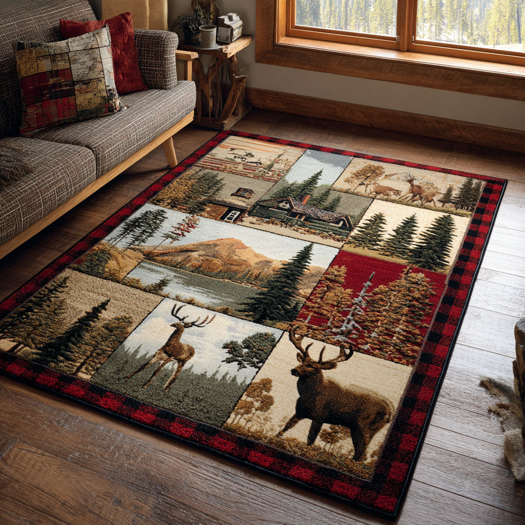 Mountain Trail Area Rug Outdoor Decor Deer Hunters Gifts For Son