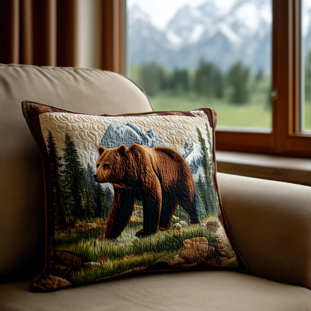 Mountain Trail Quilted Pillow Case Best Throw Pillow Covers Gift Ideas For Bear Lovers