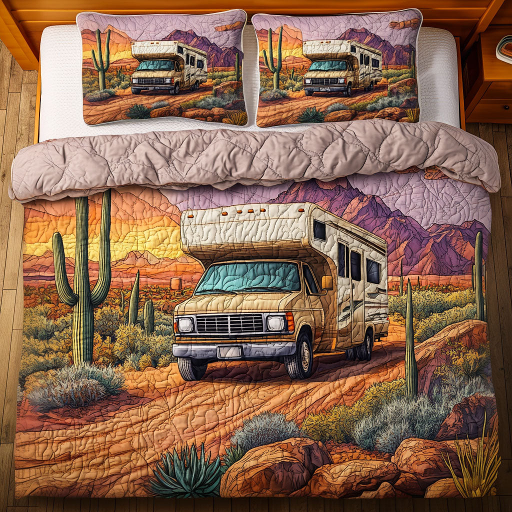 Mountain Trails Quilted Bedding Set Aesthetic Room Decor Gifts For People With Campers