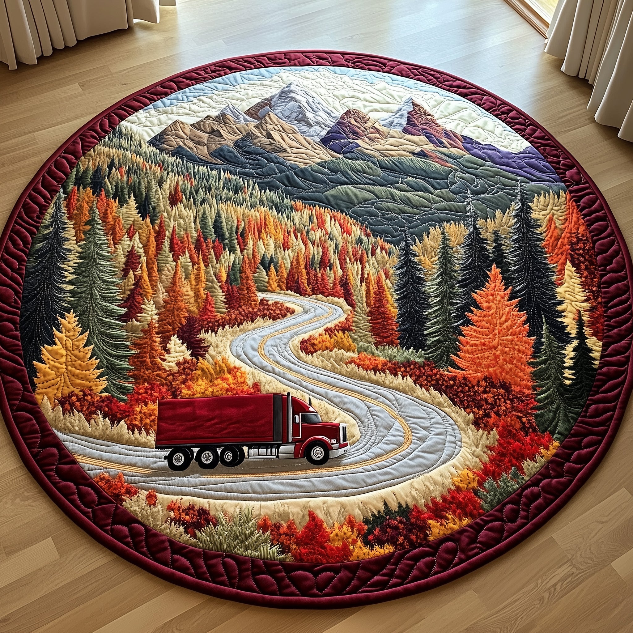 Mountain Truck Journey Quilted Round Mat Gftohd7821 Christmas Gift