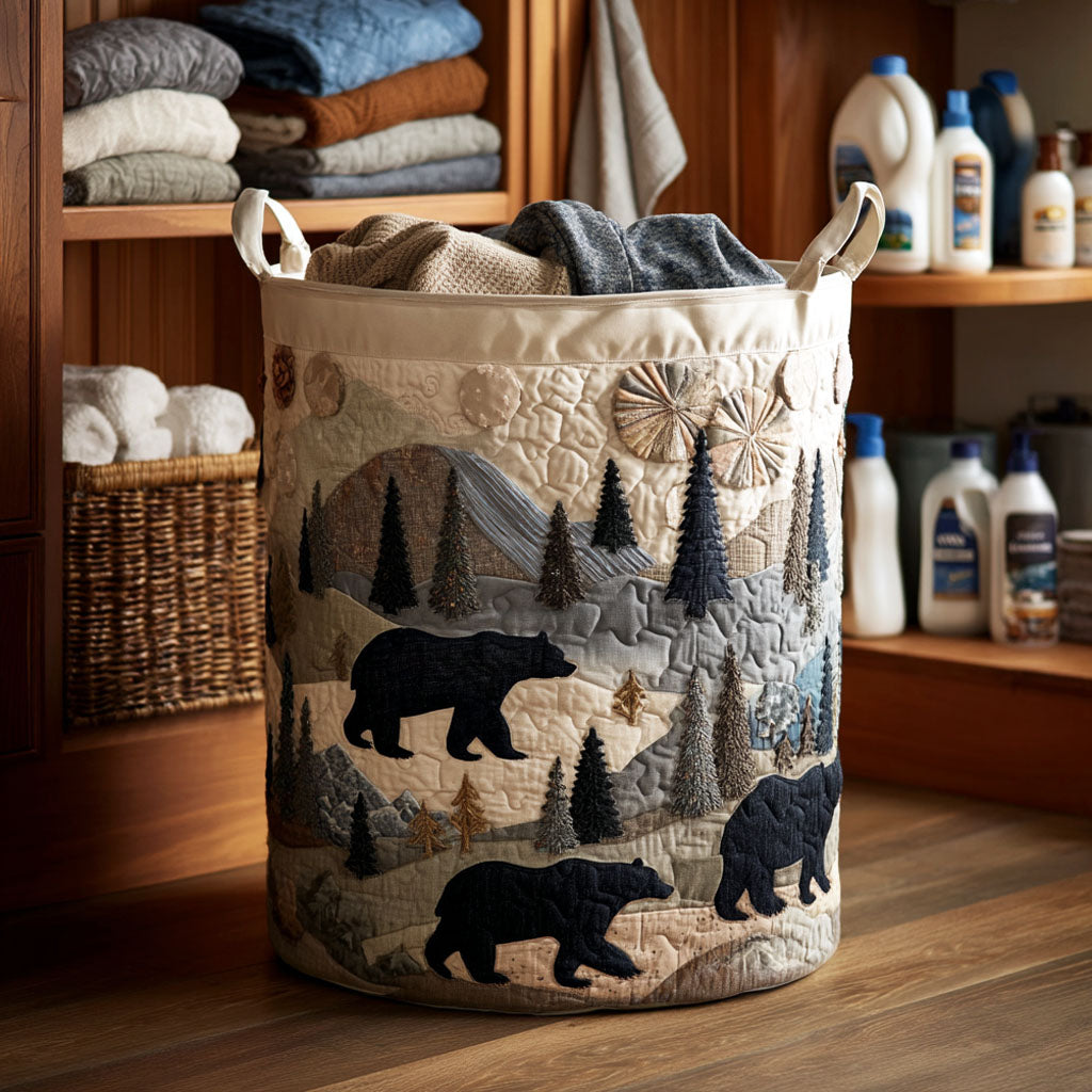 Mountain Wanderer Quilted Laundry Basket Luxury Quilted Laundry Bin Gift for Organized Living