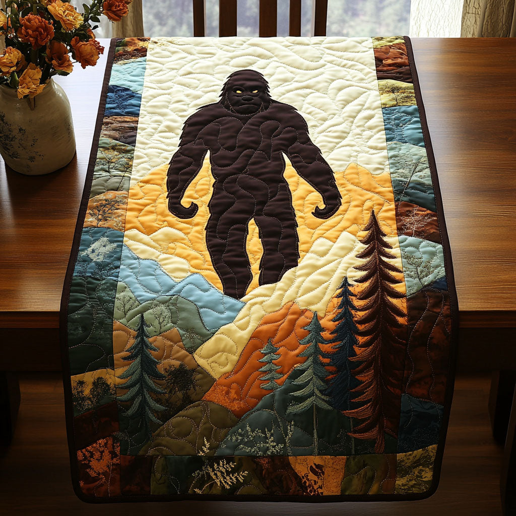 Mountain Watcher Quilted Table Runner Kitchen Table Decor Ideas Bigfoot Themed Gifts