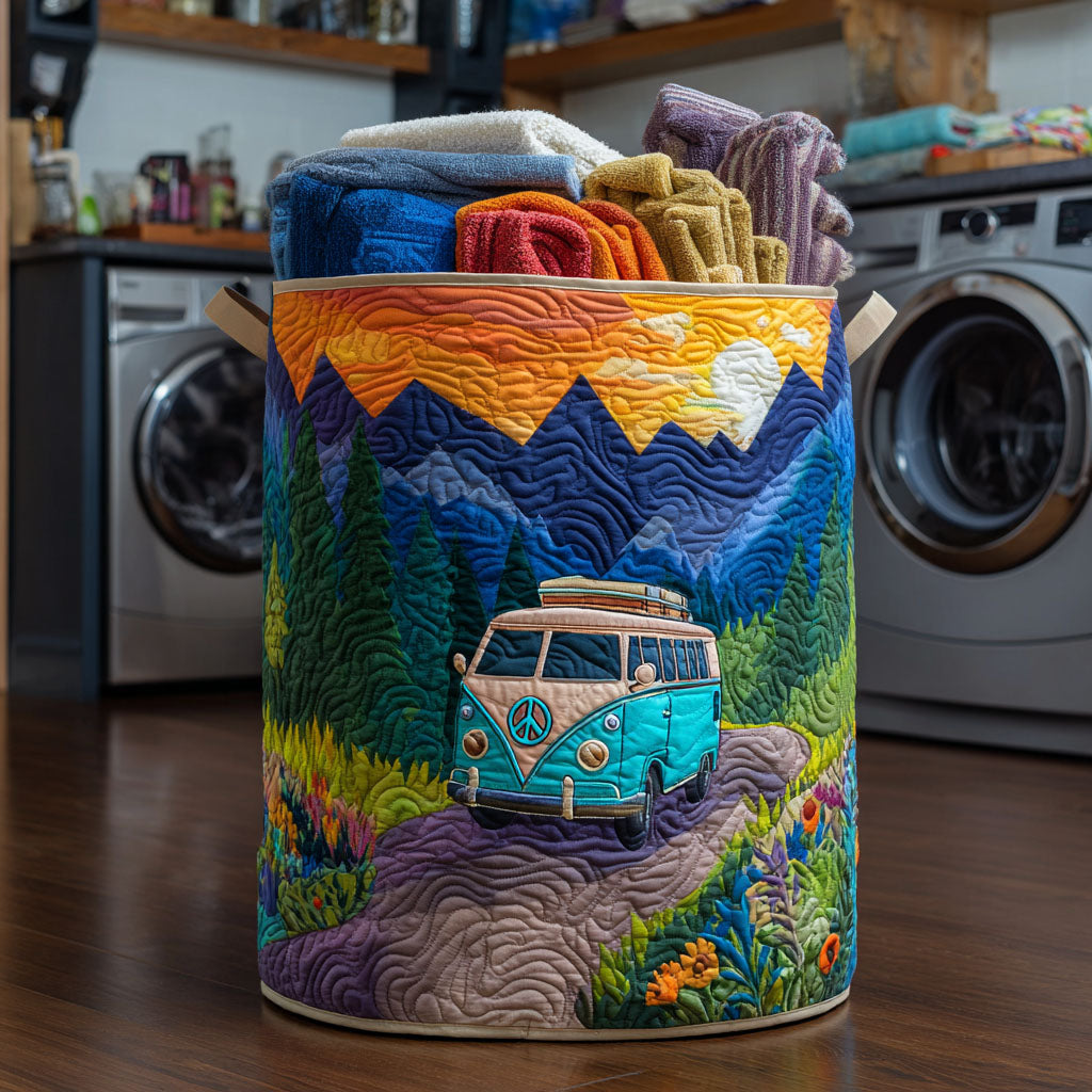 Mountain Way Quilted Laundry Basket Large Capacity Quilted Laundry Basket for Clothes Storage