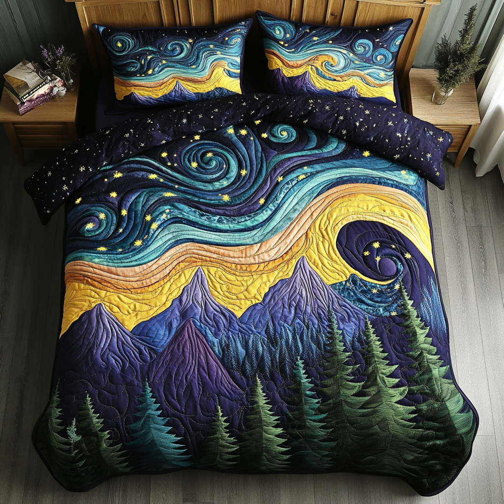 Mountain Whirl Quilted Bedding Set Forest Themed Bedroom Ideas Secret Santa Gift Ideas