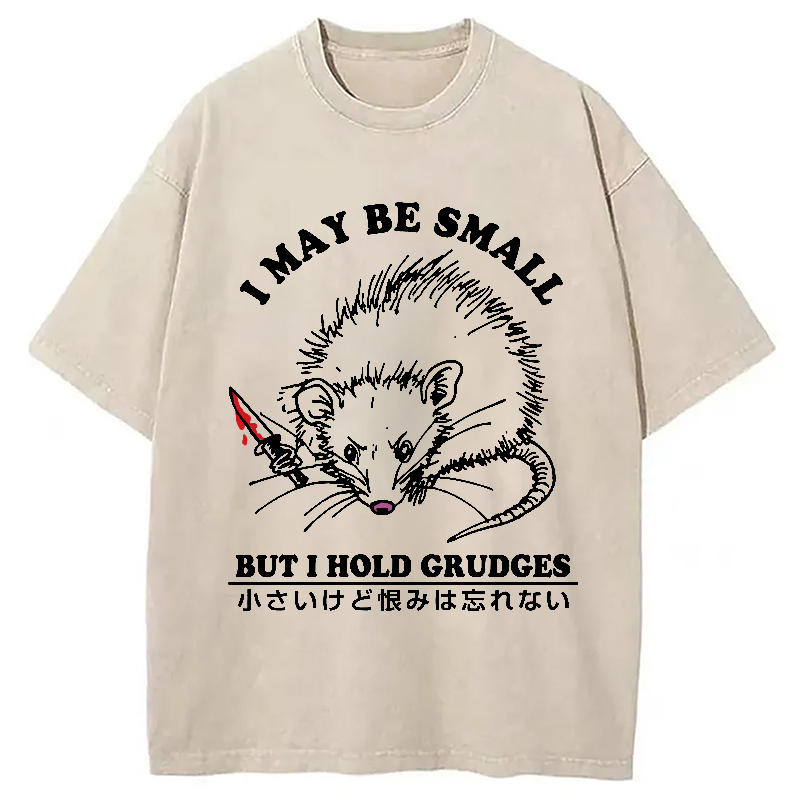 Mouse Holds A Grudge Funny Washed T-Shirt Retro Humor Graphic Top Gifts For Besties
