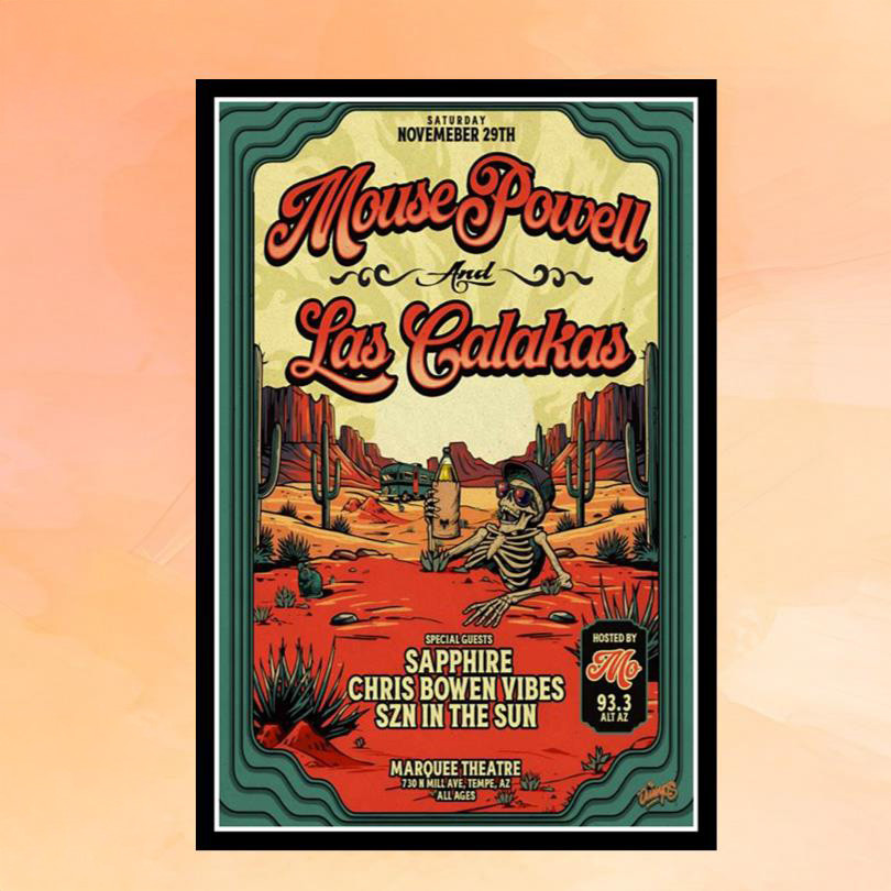 Mouse Powell And Las Calakas Tempe AZ November 29 2025 Concert Poster Home Decor Merch Gifts