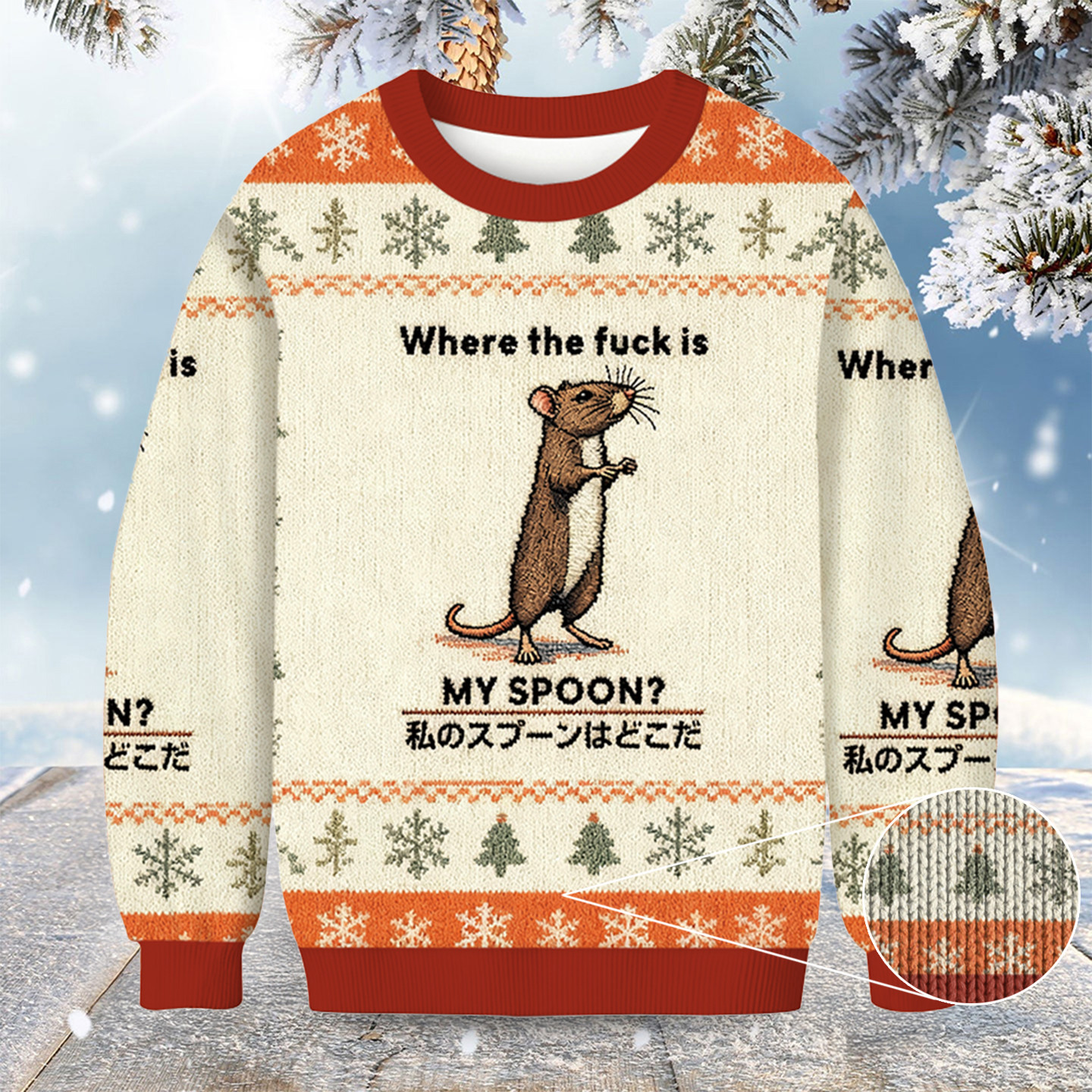 Mouse Where's My Spoon Christmas Ugly Sweater Animal Clothing Christmas Gifts For Animal Lovers
