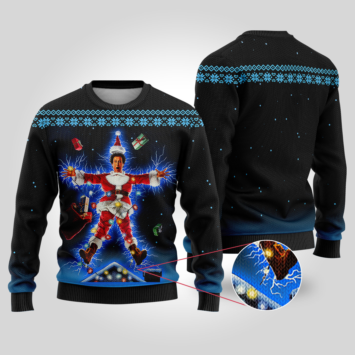 Movie Poster Christmas Vacation Ugly Sweater Black Merry Christmas Sweatshirt for Holiday Fun