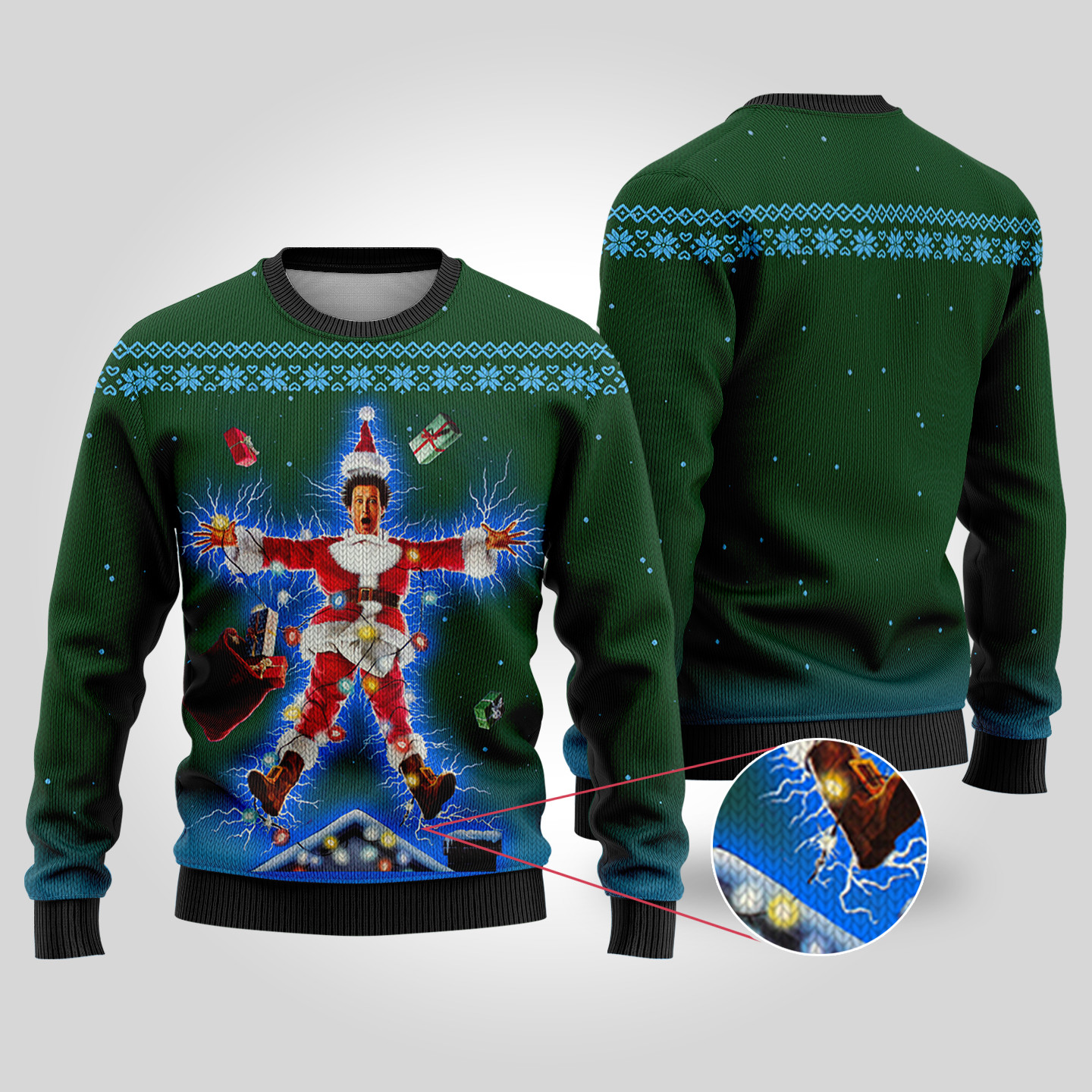 Movie Poster National Lampoons Christmas Vacation Funny Ugly Christmas Sweater Forest Green Seasonal Gift Merch for Cozy Christmas Vibes