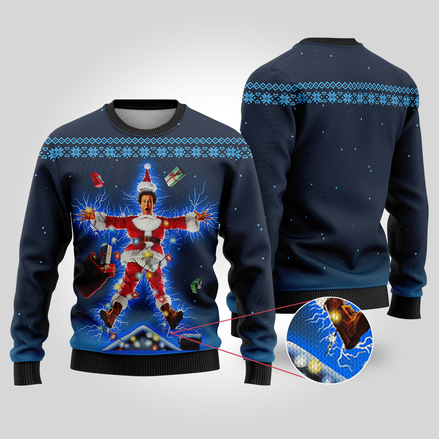 Movie Poster National Lampoons Christmas Vacation Funny Ugly Christmas Sweater Navy Casual Winter Sweatshirt for Daily Comfort