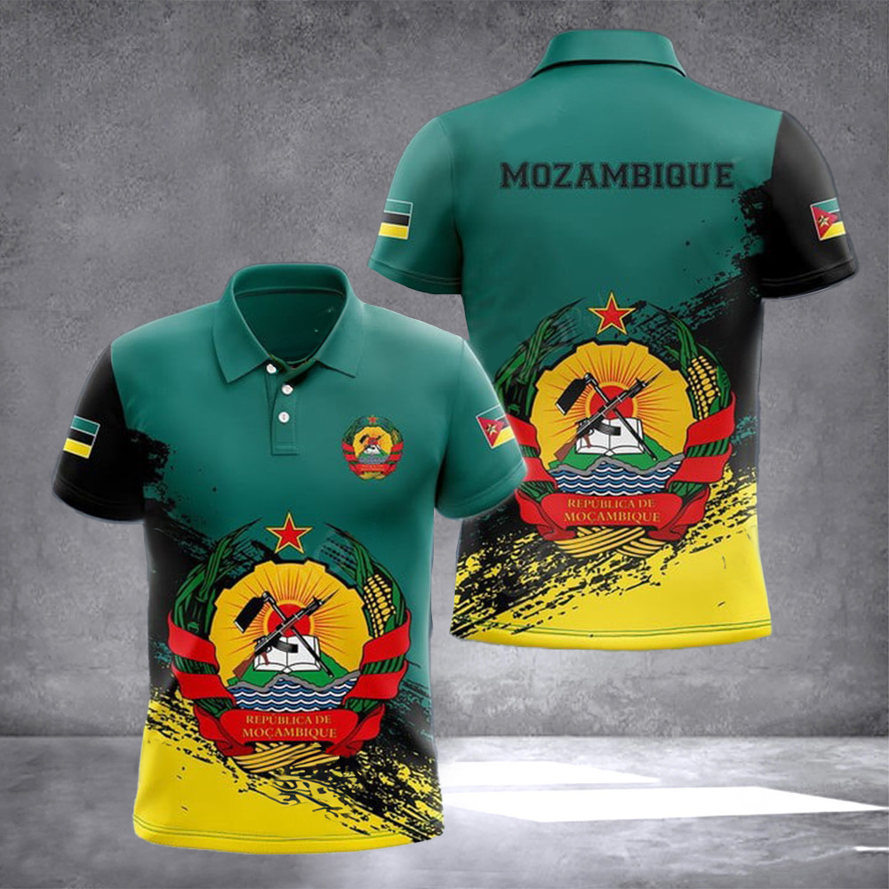 Mozambique Coat Of Arms Polo Shirt Coat Of Arms Mozambique Flag Emblem Polo Apparel