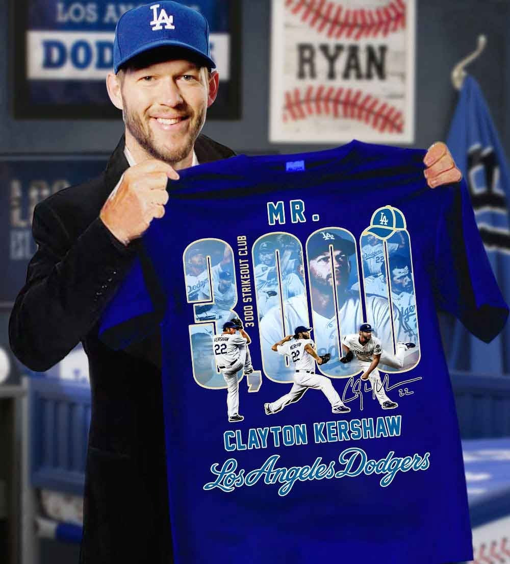 Mr. Clayton Kershaw 3000 Strikeout Club Los Angeles Dodgers T-Shirt Merch Gifts For Fans