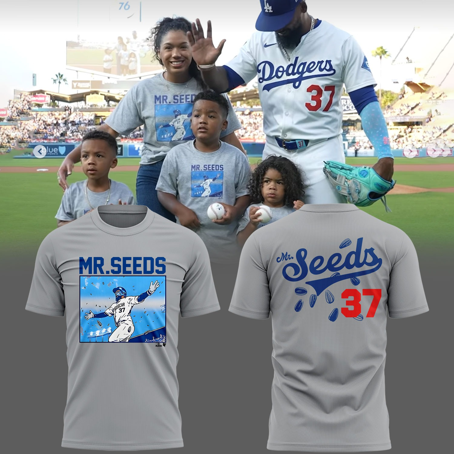 Mr. Seed Number 37 2025 Teoscar Hernandez LA Dodgers T-Shirt Fan Merch Dodgers Gift Ideas