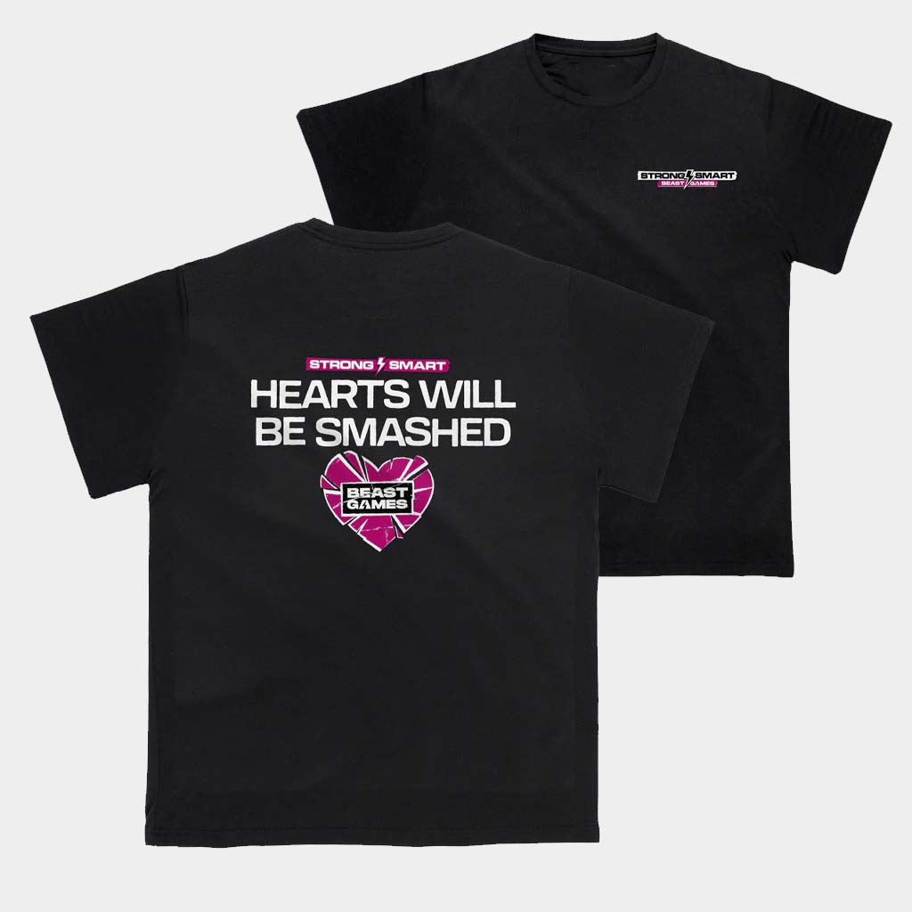 MrBeast Merch Beast Games Hearts Will Be Smashed T-Shirt Gifts For YouTuber Fans MrBeast Merch Beast Games Hearts Will Be Smashed T-Shirt Gifts For YouTuber Fans