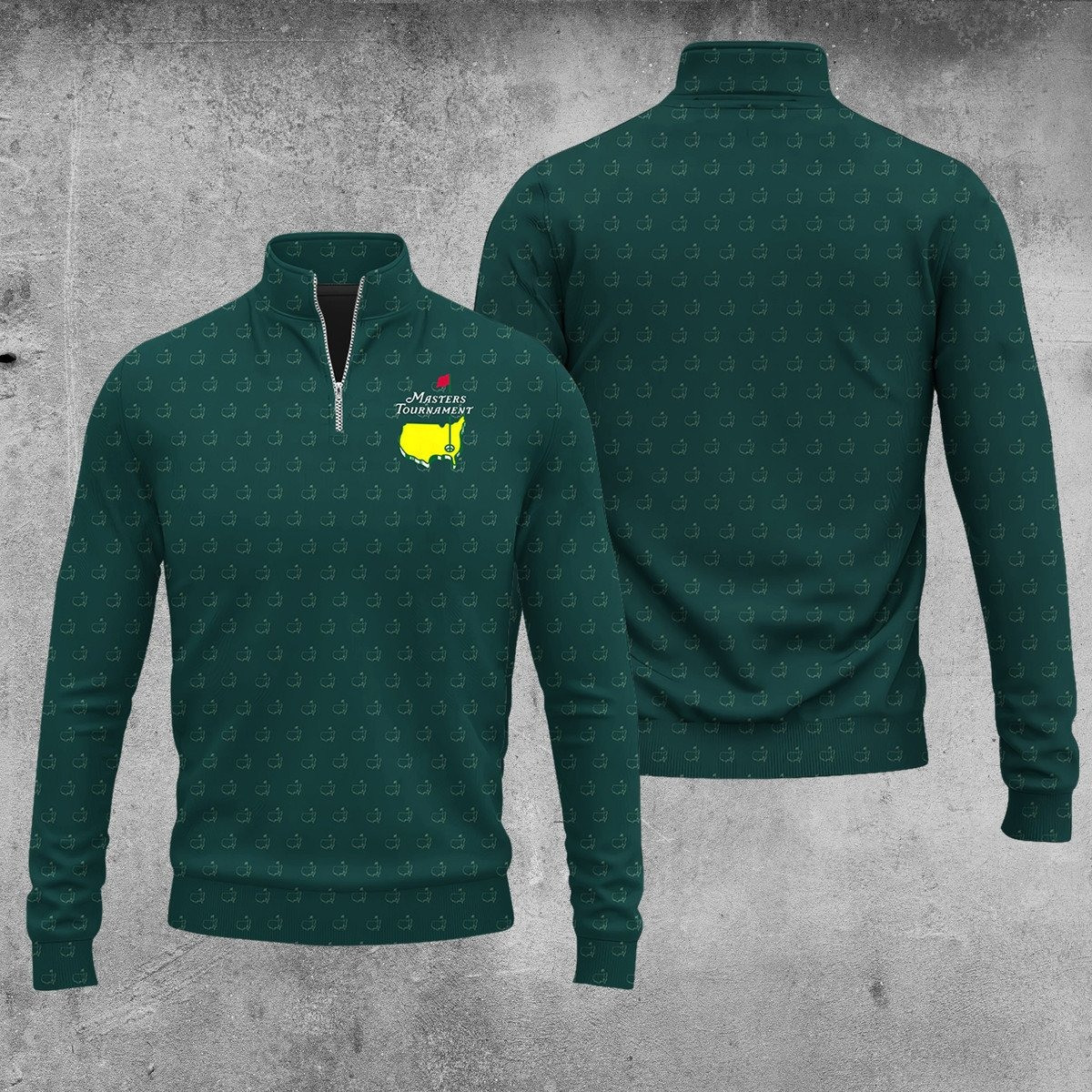MT Tournament Golf Polo Shirt Pattern Cup Dark Green Men Quarter-Zip Pullover Golf Gifts For Men