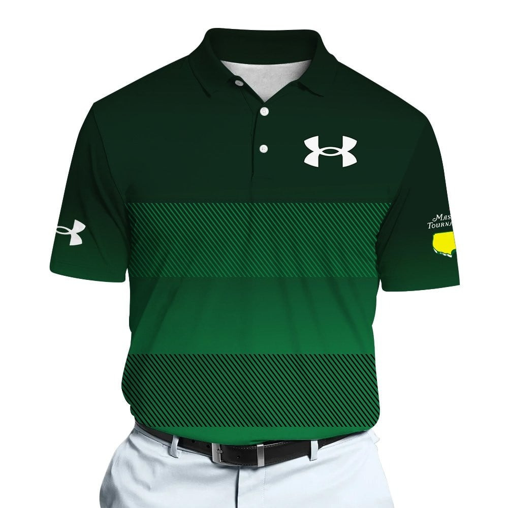 MT Tournament Sports Green Gradient Stripes Pattern UA Men Polo Shirt Golf Gifts For Men