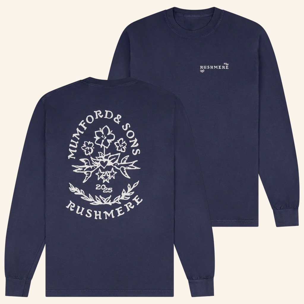 Mumford And Sons Merch Blue Stamp Print Long Sleeve T-Shirt Christmas Gifts For Rock Lovers Mumford And Sons Merch Blue Stamp Print Long Sleeve T-Shirt Christmas Gifts For Rock Lovers