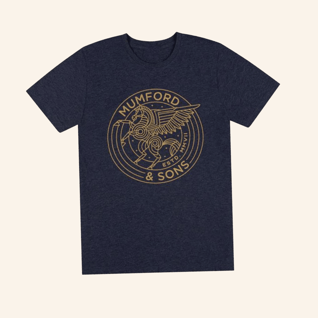 Mumford And Sons Merch Navy Pegasus Print T-Shirt Gifts For Him Mumford And Sons Merch Navy Pegasus Print T-Shirt Gifts For Him