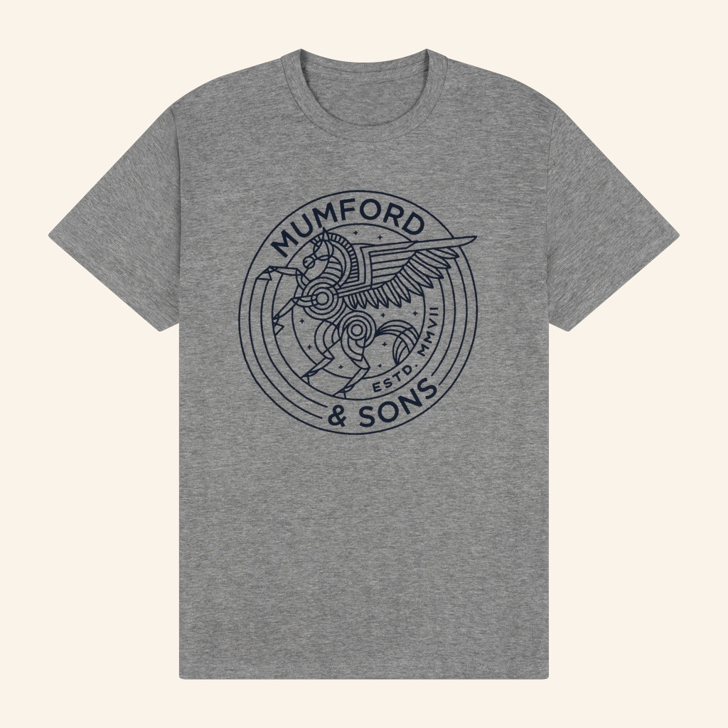 Mumford And Sons Merch Pegasus Logo Print T-Shirt Xmas Gifts For Rock Lovers Mumford And Sons Merch Pegasus Logo Print T-Shirt Xmas Gifts For Rock Lovers