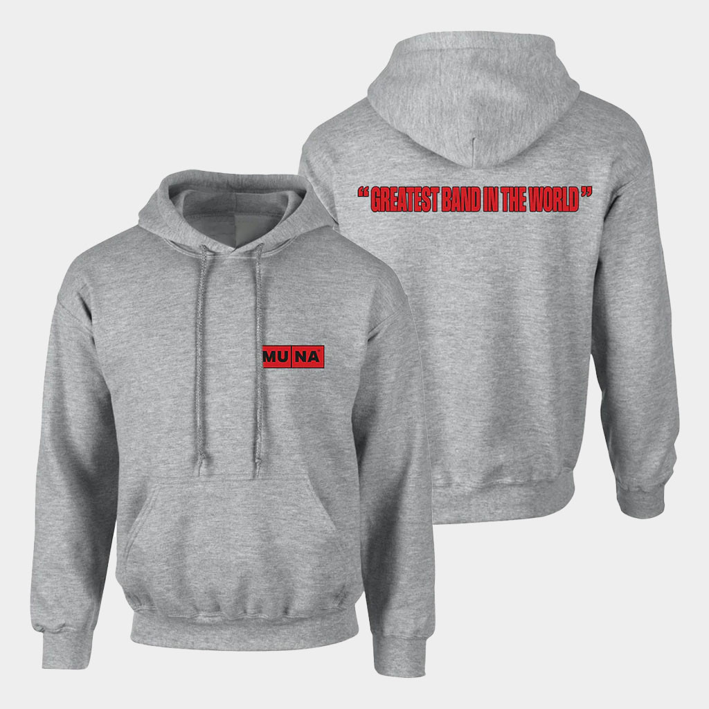 Muna Merch Greatest Band In The World Hoodie GBITW Red Logo Hoodie Gifts For Fans