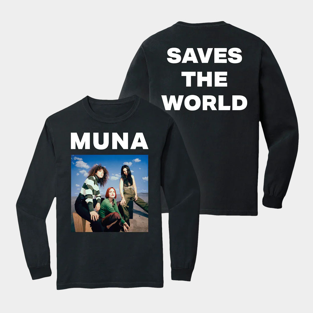 Muna Merch Saves The World Black Long Sleeve Shirt Gifts For Pop Lovers