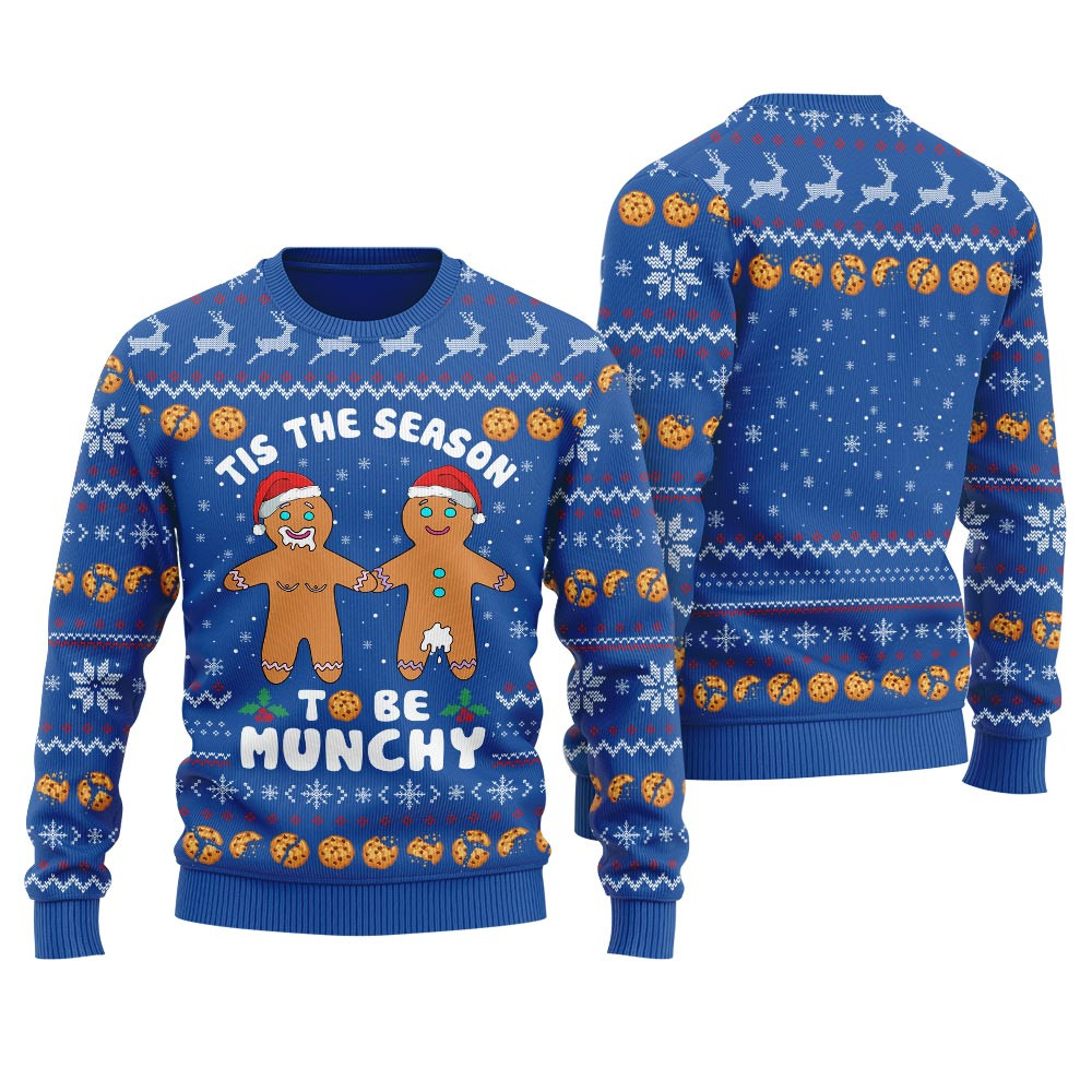 Munchy Gingerbread Naughty Mens Ugly Sweater Classic Holiday Sweater for Festive Looks