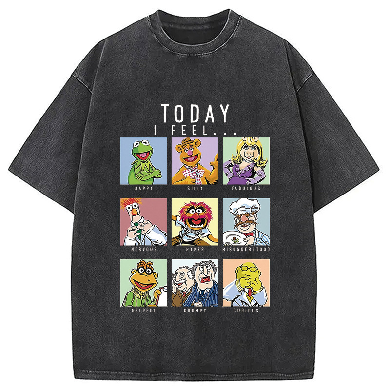 Muppets Mood Chart Washed T-Shirt Everyday Comfort Graphic Shirt Gifts For Besties