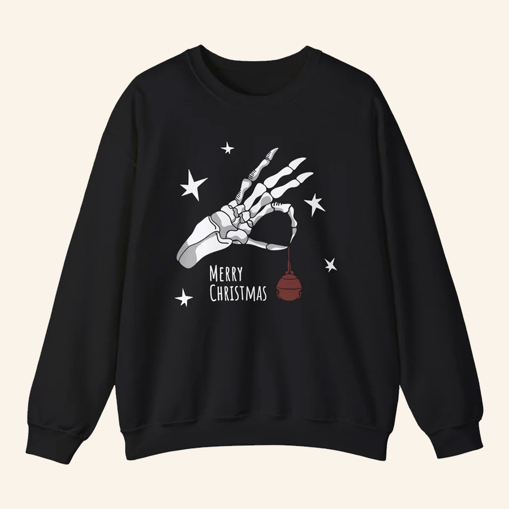 Murder With My Husband Merch Skeleton Ornament Merry Christmas Sweatshirt Gifts For Dad