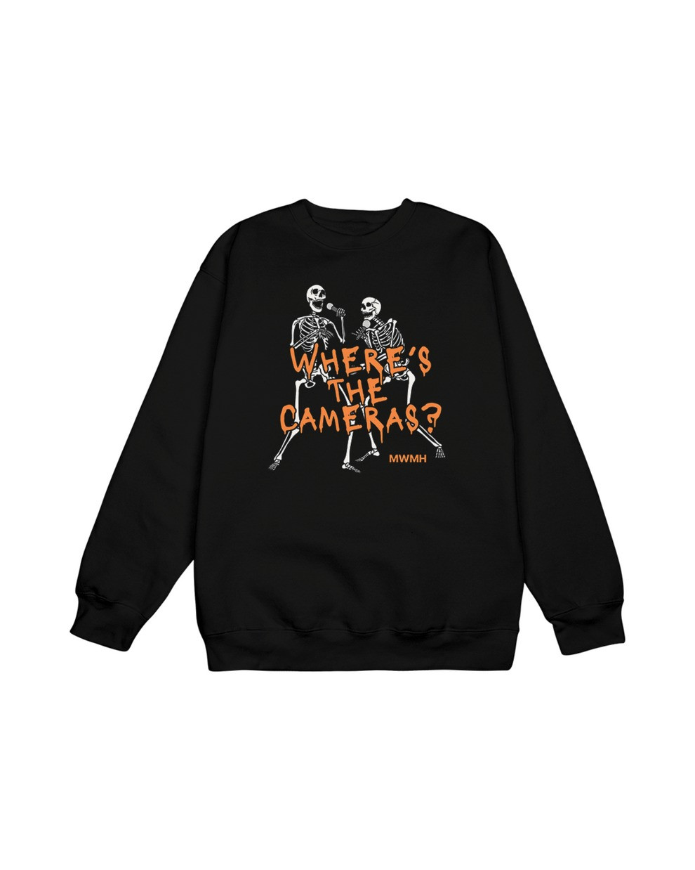 Murder With My Husband Merch Sweatshirt Skeleton Where's The Cameras MWMH Crewneck